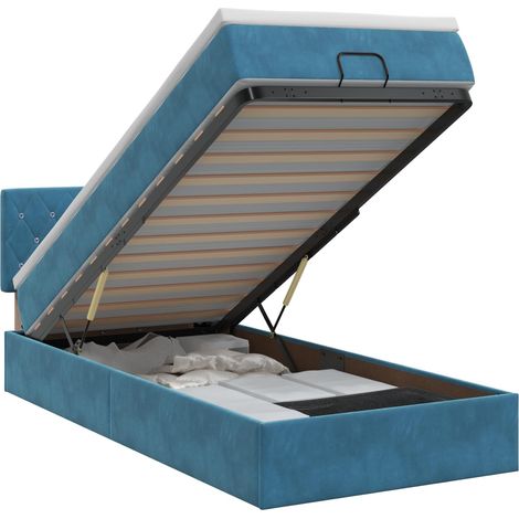 Maison Exclusive - Letto ottomano con materasso Blu Scuro 90 x 190 cm Velluto (1/5)