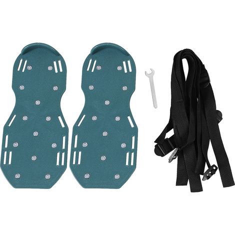 paire de sandales aérateur de pelouse, chaussures à pointes pour aérer le sol, outil de jardinage (3 sangles) (1/5)