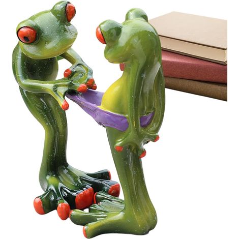 Skulptur Froschpaar Pose aus Harz leichte Meditative