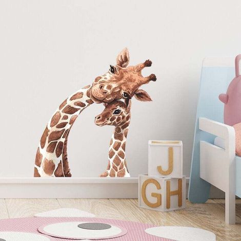 Stickers Muraux Animaux Jungle Girafe Autocollant Mural Safari Girafe Décoration Murale Chambre Enfants Bébé Pépinière Salon,de DEBUNS (1/5)