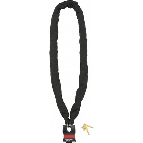 Catena d'acciaio cementato 10mm rivestita in nylon Loops, bici, moto, barriere, 1.5m, nero, lucchetto, 2 chiavi - THIRARD