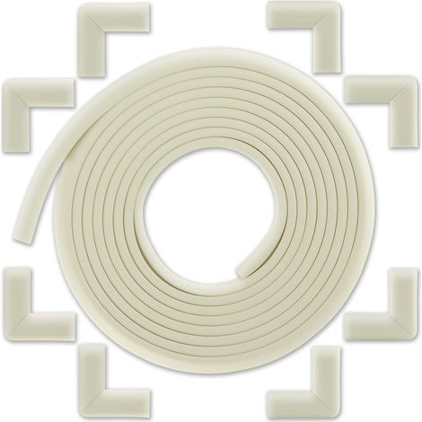 Protection des Bords et Coins de Meubles Kit de Sécurité avec 8 Angles et Rebord de 6m en Mousse pour Table et Plus Blanc