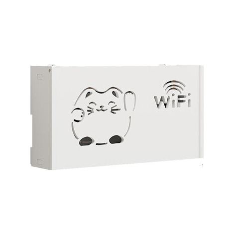Cutie depozitare router WiFi, Lemn, 20x38x8.5 cm, Alb (1/5)