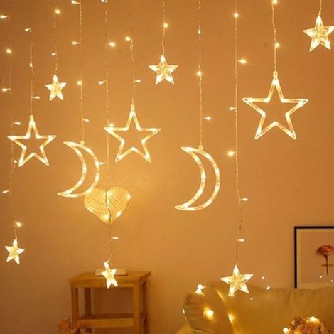 Guirlande lumineuse LED blanc chaud de 3,5 m, effet étoiles et lune, 8 modes d'éclairage (1/5)