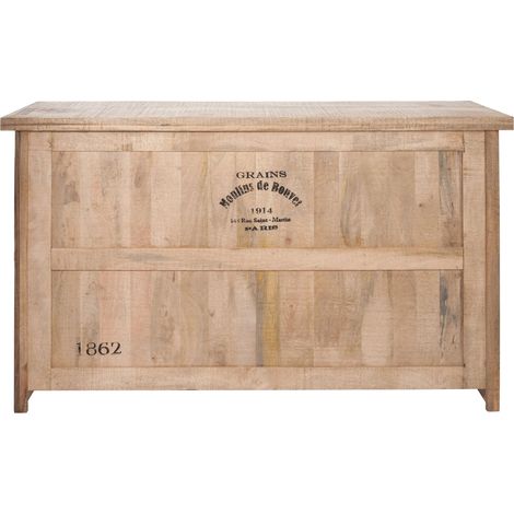 Comptoir de bar bois massif clair et métal noir Ralico L (1/5)