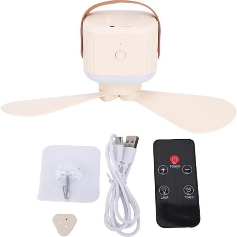 Ventilador de Techo Portátil con Luz LED, 3 Velocidades y Temporizador, Silencioso con Ventosa – Ideal para Camping, Tiendas de Campaña y Hogar (1/5)