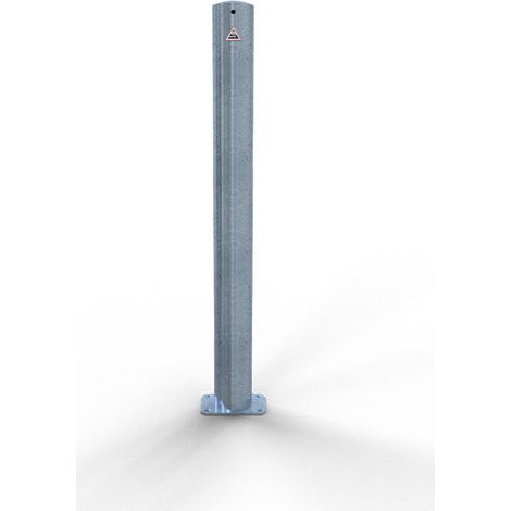 Schake Absperrpfosten ortsfest zum Einbetonieren mit Erdanker aus Stahlrohr verzinkt Ø89x2,9mm mit Stahlkappe 900mm Überflur
