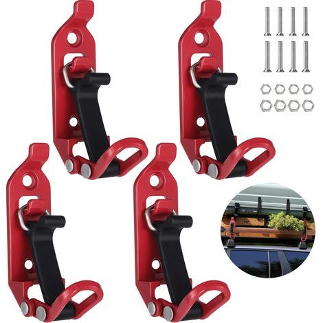 Applicable Lot de 4 supports de pelle pour barres de toit, accessoires de toit en métal, pince en caoutchouc, kit de montage mural pour barres de toit tout-terrain, bateaux, hache (1/5)