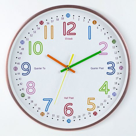 Horloge d'apprentissage analogique pour enfants - Horloge murale pour enfants - Horloge murale éducative, temps de lecture facile à apprendre,cadran d'apprentissage de diamètre 30 cm, silencieu