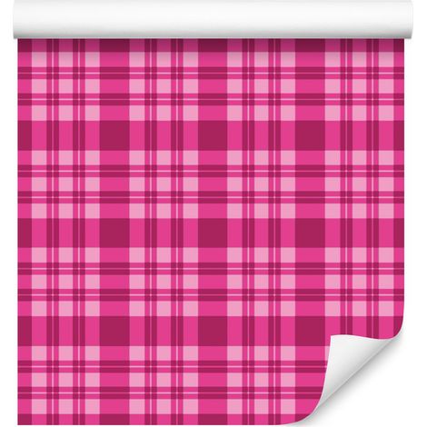 Papel pintado rosa a cuadros morado y rosa empolvado, fondo morado 50x1000 cm (1/5)