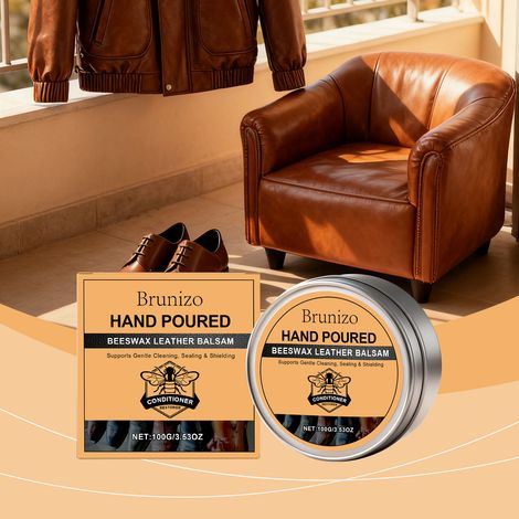 Crème d'entretien pour cuir à la cire d'abeille pour usage domestique : canapé, sacs en cuir, chaussures, crème réparatrice et nourrissante pour les rayures – 100 g (1/5)