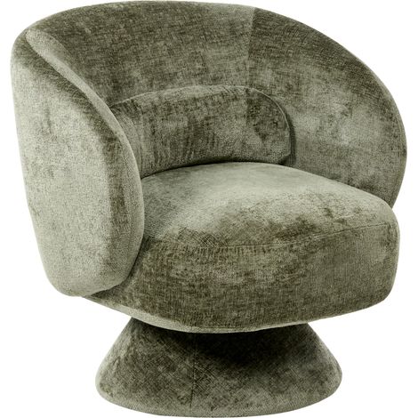 Sillón giratorio tapizado de chenilla estilo retro con cojín sala de estar verde Lieksa (1/5)