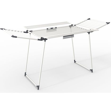 VOUNOT® Stendibiancheria Allungabile 25m di Stenditura, Stendino Pieghevole Richiudibile, 175x92x106cm, Bianco