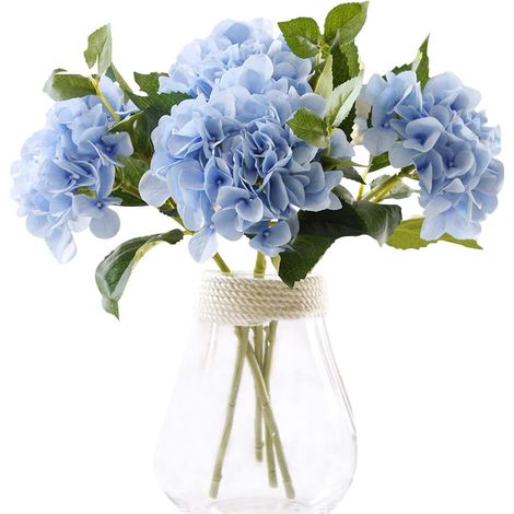 Fleurs artificielles d'hortensia bleu (lot de 3)-AquaForge (1/5)
