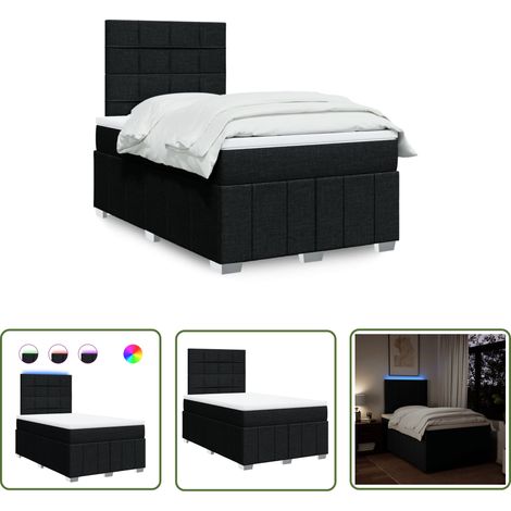vidaXL Sommier à lattes de lit avec matelas Noir 120x200 cm Tissu