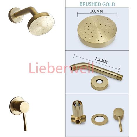 Kit de mitigeur de robinet de douche caché en or Rose brossé, douche de pluie murale, salle de bains, Kit de robinet de douche à poignée unique chaude et froide (1/4)