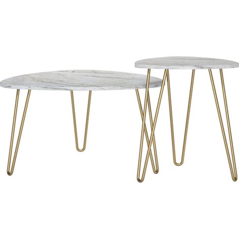 Athena-Tables gigognes en marbre blanc