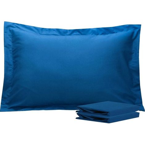 Taie d'oreiller Volant Plat 50 x 70 cm, Lot de 2 Housse de Coussin en Microfibre Super Douceur, Bleu Royal (1/4)