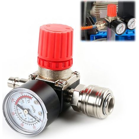 Longziming – 1/4-Zoll-Druckregler für Luftkompressoren – Druckschalter mit Manometer – Pneumatisches Druckregelventil (120 PSI) – Kompressor-Steuerventil (1/5)