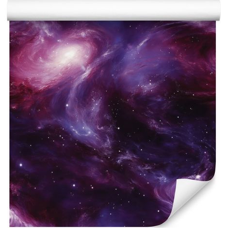 Papel pintado de acuarela color ciruela y púrpura con efecto galaxia, fondo morado de 50x1000 cm. (1/5)