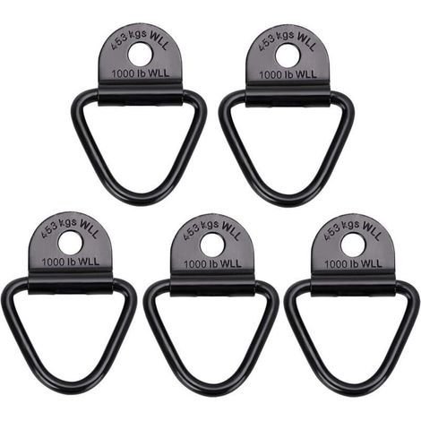 Lot de 5 Crochets d'Ancrage Remorque Cargaison Anneaux en V Noirs Forgés Capacité 1000 Lb (1/4)