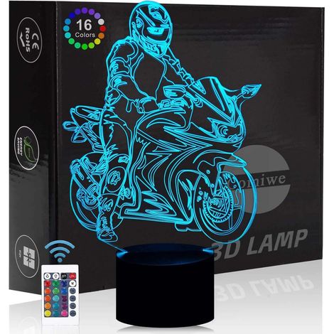 Lampe LED 3D Illusion - Plaque Acrylique Lumineuse avec Contrôle Tactile et Télécommande - 16 Couleurs - Décoration Intérieure Chambre Bureau Salon - 1 Pièce (1/5)