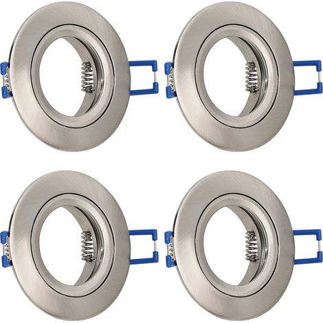 10x Spot Encastrable GU10 Aluminium Noir, spot led encastrable de plafond Projecteurs Cadre Avec Douille GU10, Rond Support extra plat Pour Lampes LED Ou Halogènes, Trou de montage ø60-70mm