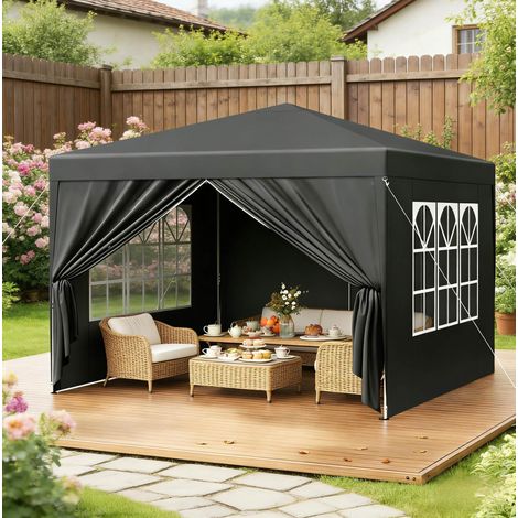 Gazebo da giardino pieghevole 3x3 regolabile OKMYHOME (1/4)