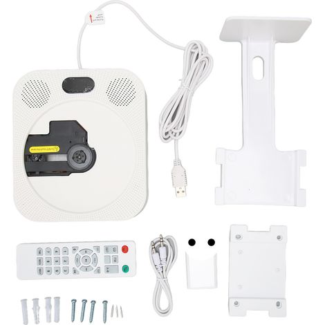 Lecteur CD mural Bluetooth 5.0 avec haut-parleurs stéréo HiFi, radio FM, télécommande et alimentation 100‑240V (prise UE) (1/5)