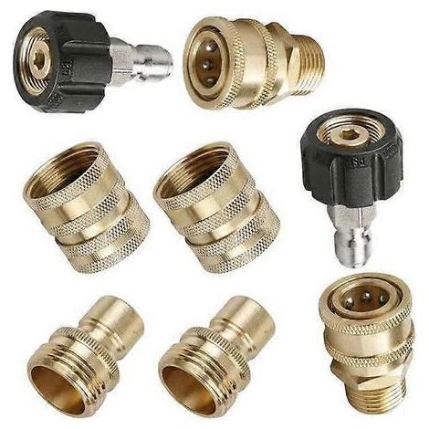 Accessoires pour nettoyeur haute pression (dernier modèle 2025) : kit de raccord rapide pour tuyau haute pression, relie la lance et le tuyau, raccord rapide M22 3/8" 3/4". (1/5)