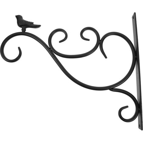Support De Fleurs Suspendu Fer Forgé Potence Murale Élégante Pour Pots De Fleurs Et Jardinières Décoration Intérieure Et Extérieure Noir (1/5)