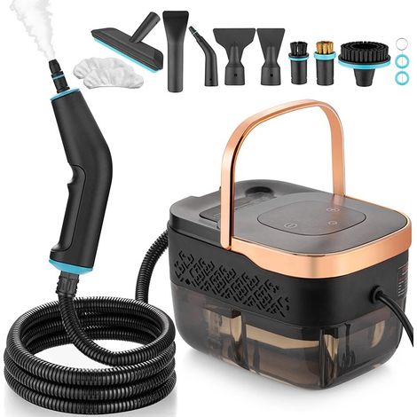 105 ° C Nettoyeur vapeur haute pression, chaleur rapide 15s, 6 niveaux, comprend des accessoires et des pièces détachées, pour tissus, appareils électroménagers, hottes, Noir (1/4)