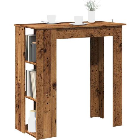 Bartisch mit Regal Altholz-Optik 102x50x103,5 cm Holzwerkstoff