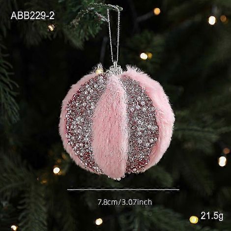 Boule de Noël rose en peluche et mousse, pétales, décorations pour sapin, pendentif, accessoires de bricolage, 8 cm, boule de Noël B (1/5)