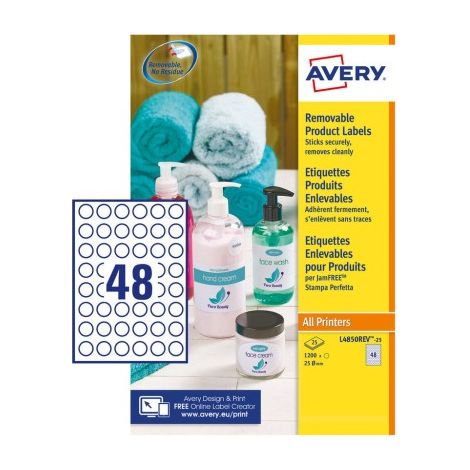 L4850REV-25 etiqueta autoadhesiva Alrededor Blanco 1200 pieza(s)