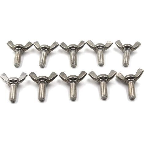 Lot de 10 vis papillon en acier inoxydable 304 M8 x 20 (1/4)