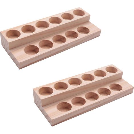 Plateau en bois naturel fait main, 3 x 11 trous, pour huiles essentielles, présentoir/station de démonstration pour flacons de 5 à 15 ml (1/5)