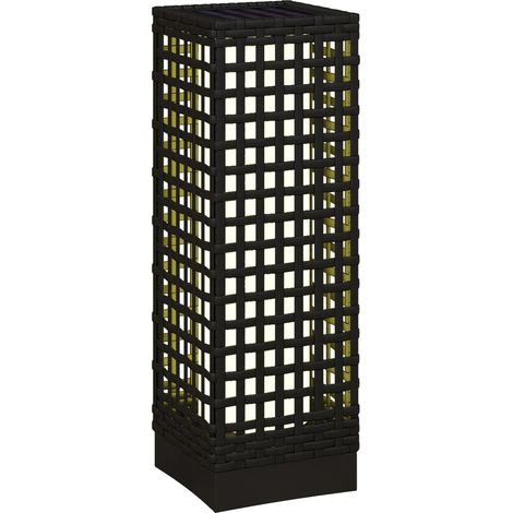Lampada solare da esterno effetto rattan nera 15,5 x 15,5 x 46 cm con sensore di luce LED automatico (1/5)