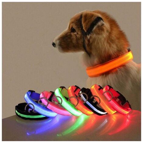 orange lumière bleue 2pcs LED collier lumineux chien longueur de charge USB réglable-lumière (1/3)