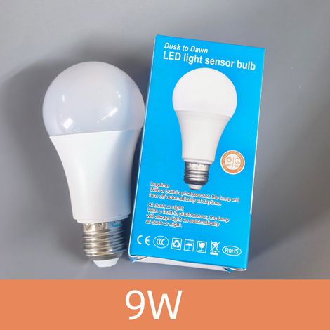 Ampoule LED à détecteur de luminosité, culot à vis E27, 3-15 W, basse consommation - 9 W - Lumière blanche - Large plage de tension AC85-265 V- Lot de 4