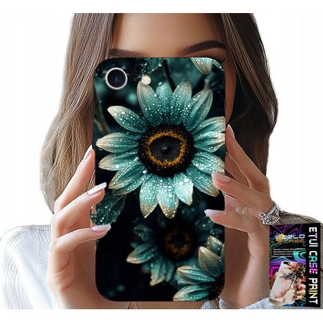 Coque pour iPhone SE / SE2 - Fleur de gerbera bleue + feuille métallisée (1/5)