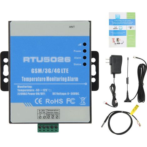 Régulateur de température étanche avec alarme haute et basse GSM 4GL‑A, moniteur thermique pour local technique, entrepôt, ferme – prise US (1/5)