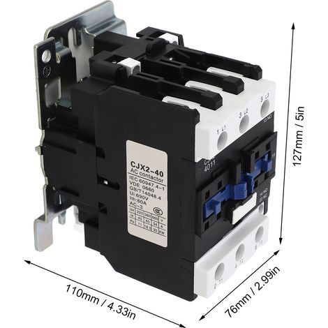 Contacteur CA 220 V triphasé (1 NO, 1 NF auxiliaire, 3 NO principal), montage sur rail, contacts argentés, contrôleur de moteur basse tension 40 A (1/5)