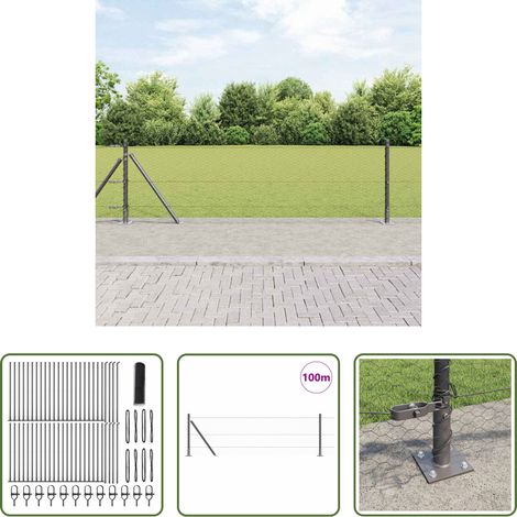 vidaXL Sécurité extérieure - Poteau de clôture. Gris 100 x 0,6 m (maille de 25 mm) (1/5)
