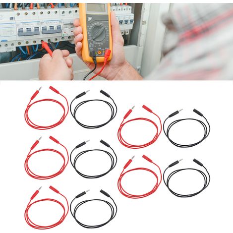 Câble de test avec fiche banane 4 mm / câble de connexion mâle-femelle avec fiche banane 4 mm 70025 0,75 mm² rouge et noir, vendu par lots de 5. (1/5)