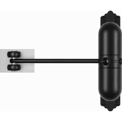 Ferme-porte automatique noir 15 - 50 kg à ressort pour porte intérieure, fermeture silencieuse et réglable, sans perçage (1/4)