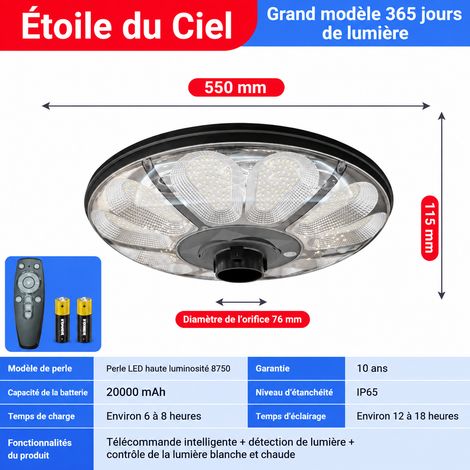 Luminaire Solaire Extérieur Modèle Uranus grand format Lampe solaire 24V Soucoupe Volante Étanche Jardin Cour 7 g – Livraison gratuite