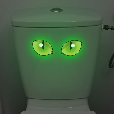 Bardusch-Autocollant réfléchissant œil vert – Sécurité nocturne, imperméable, pour abattant WC/salle de bain (1/5)