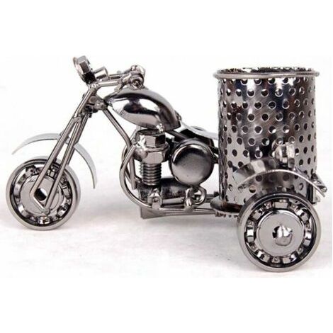 BUNTHAUS Accessoires de Rangement de Bureau Créatifs - Porte-Stylos en Métal Noir en Forme de Moto  - Idée Cadeau Cool et Unique (1/3)