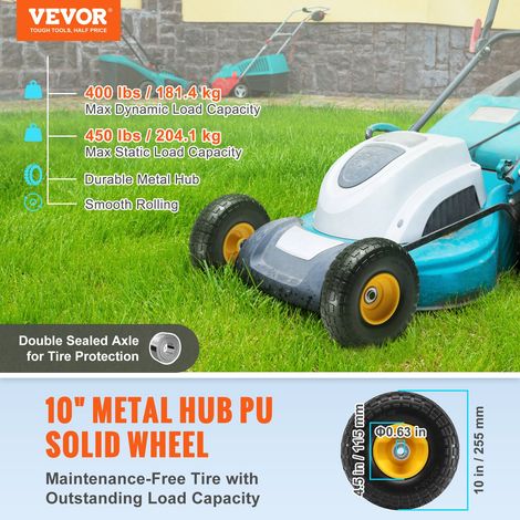 – pneu sans chambre à air en PU solide, roue à plat, sans chambre à air, 25,4 cm, paquet de 2, 181,44 kg (1/5)